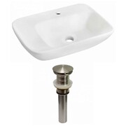 AMERICAN IMAGINATIONS 23.5-in. W Wall Mount White Vessel Set For 1 Hole Center Faucet AI-31092